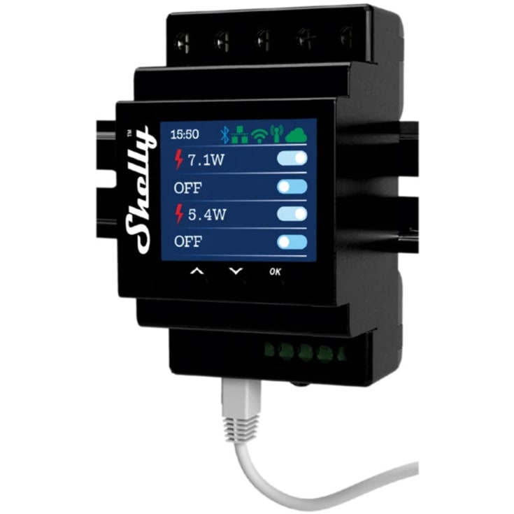 Shelly Pro 4 effektmåling, wifi relæ