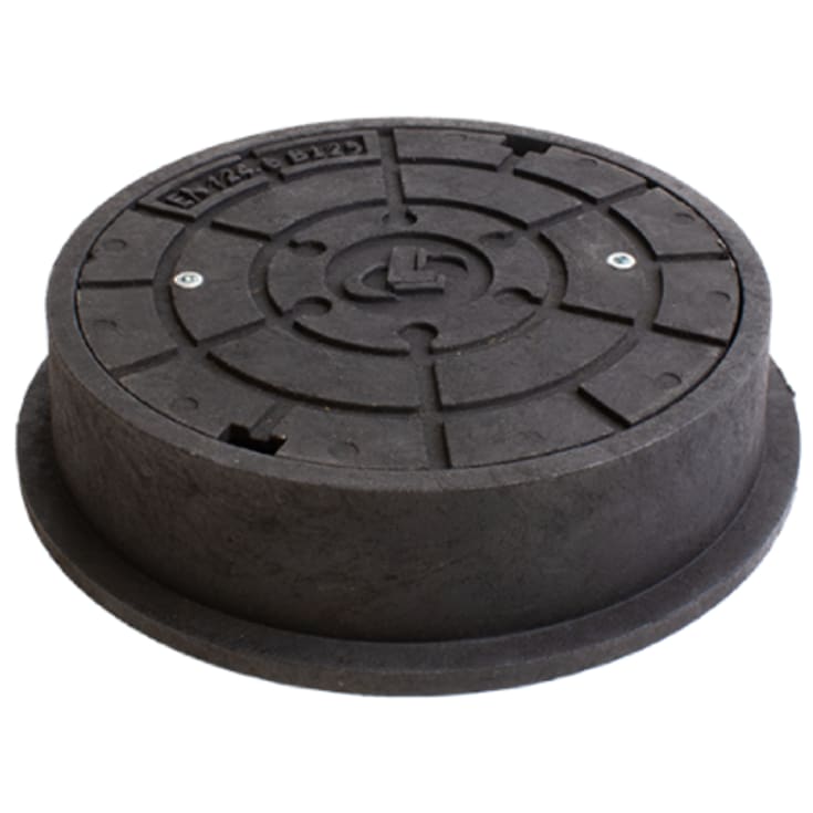 Lauridsen L-Cover fast karm med dæksel, til Ø315 mm opføringsrør, 12,5 ton, plast