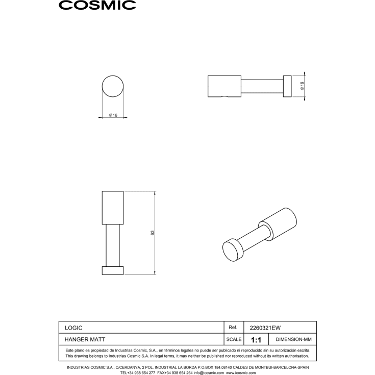 Cosmic Logic håndklædekrog, børstet rustfrit stål