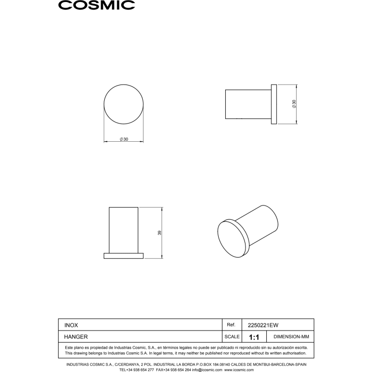 2 stk Cosmic Logic håndklædekrog, børstet rustfrit stål