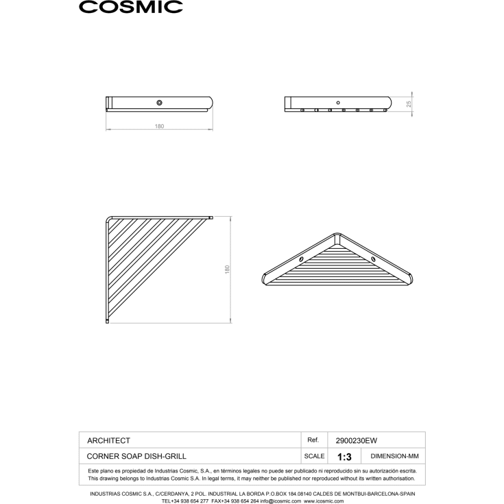 Cosmic Logic dusjhylle, børstet rustfritt stål