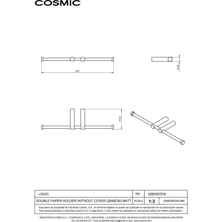 Cosmic Logic toalettpappershållare, matt svart