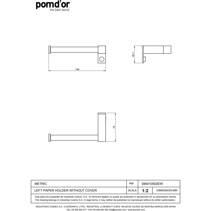 Cosmic Metric toiletrulleholder, krom