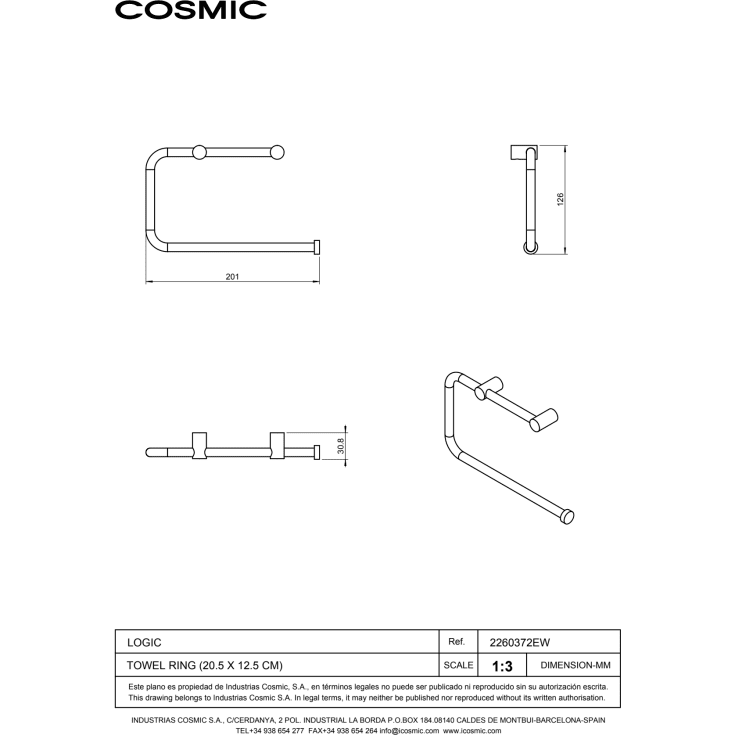 Cosmic Logic håndkleholder, polert rustfritt stål