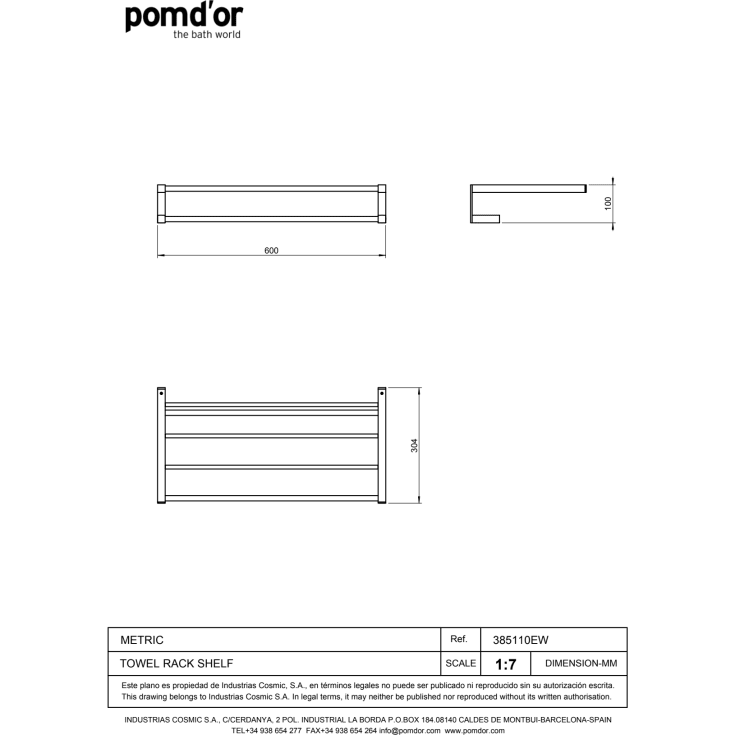Cosmic Metric hylde, 60x30,4 cm, mat sort