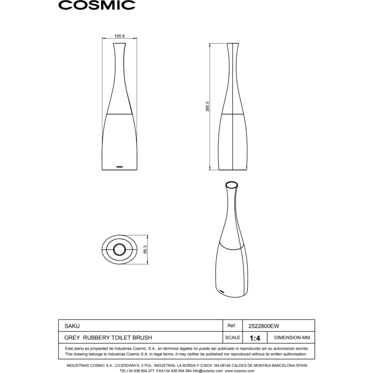 2 stk Cosmic Saku toiletbørste, beige