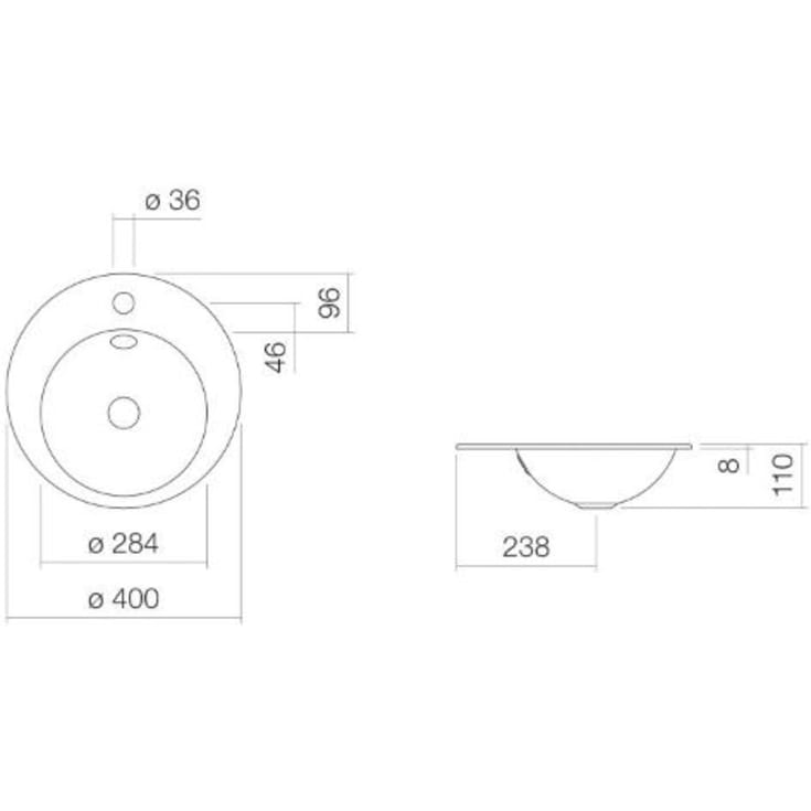 Alape K400 håndvask, 40x40 cm, hvid