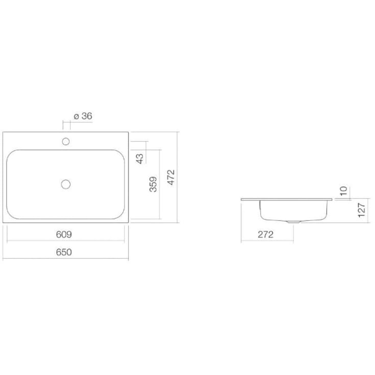 Alape SR650 håndvask, 65x47,2 cm, hvid