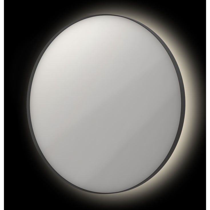 Sanibell Ink SP17 speil med lys, dimbar, duggfri, sort, Ø60 cm