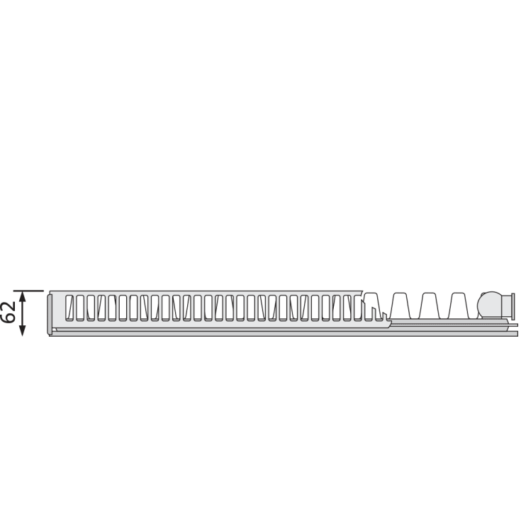 Purmo FC 11 enkeltplade planradiator 50x40 cm, 3 m²