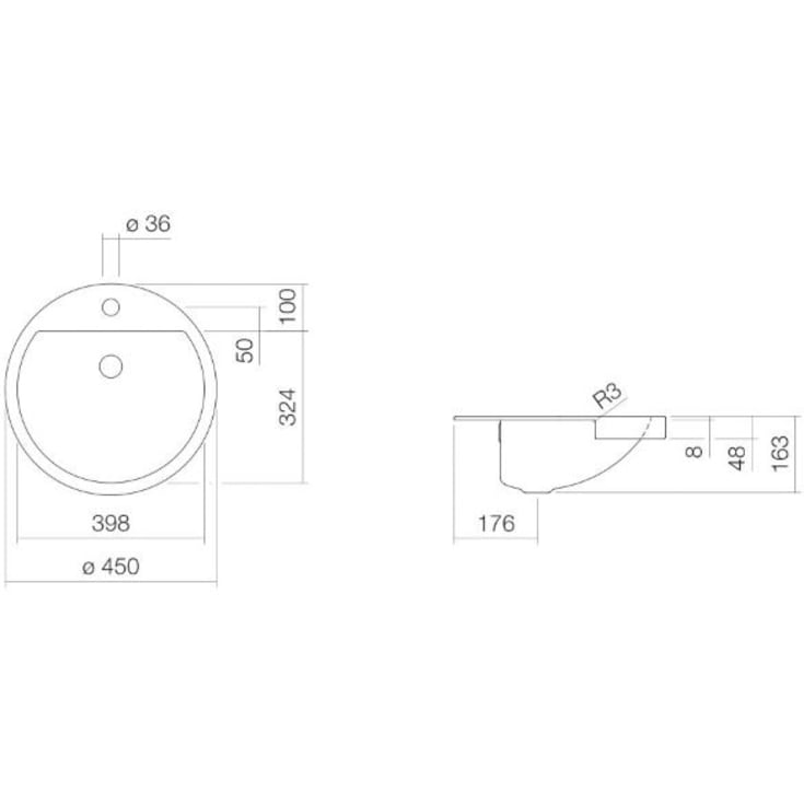 Alape S450 håndvask, 45x45 cm, hvid