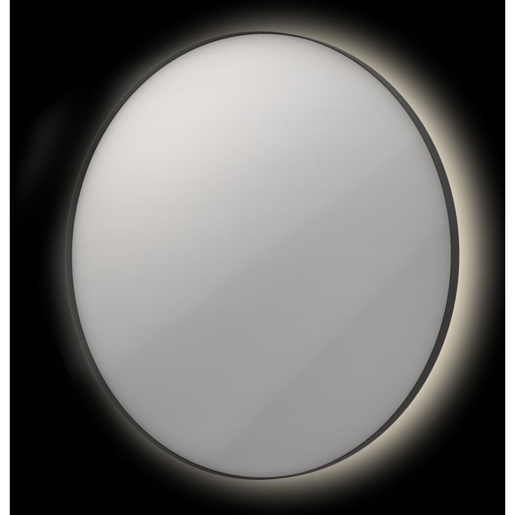 Sanibell Ink SP17 spejl med lys, dæmpbar, dugfri, sort, Ø100 cm