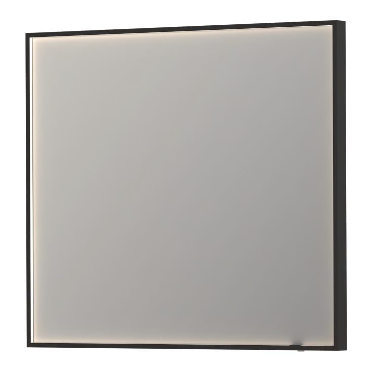 Sanibell Ink SP19 spejl med lys, dæmpbar, dugfri, sort, 100x80 cm