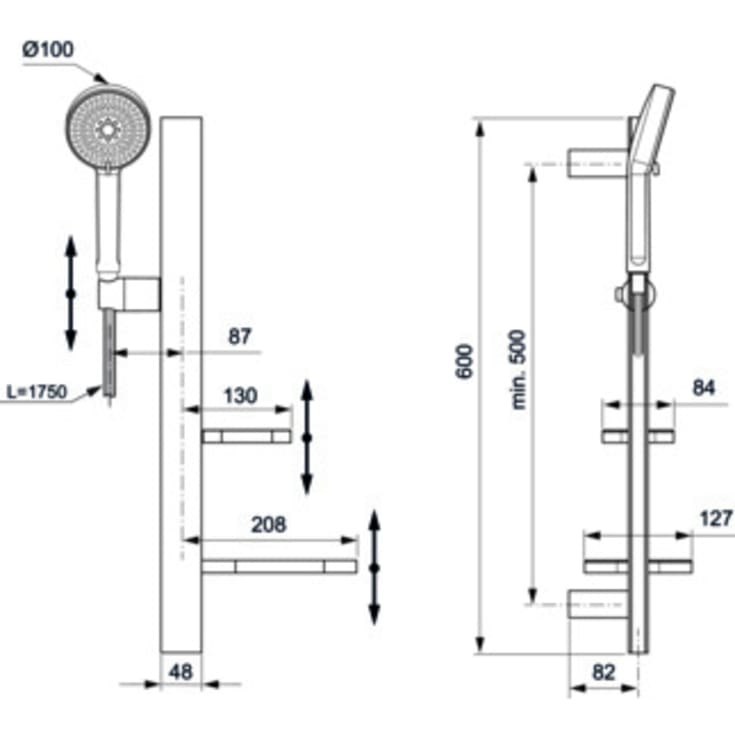 Ideal Standard Alu+ brusesæt, vandbesparende,  sølv