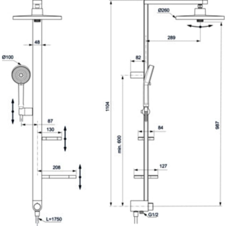 Ideal Standard Alu+ brusesæt, vandbesparende,  mat sort