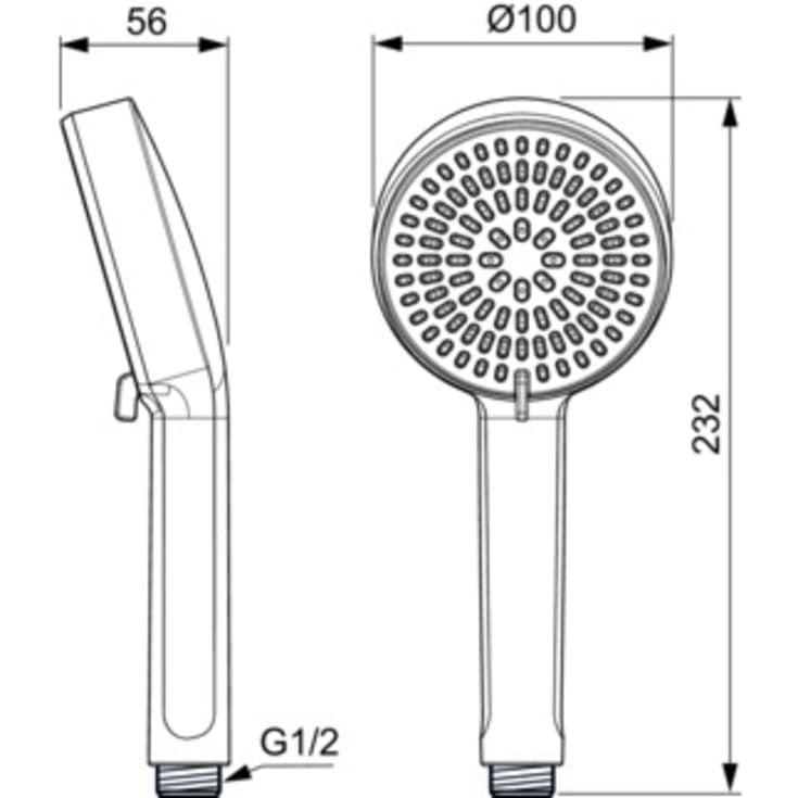 Ideal Standard Alu+ håndbruser, vandbesparende, sølv