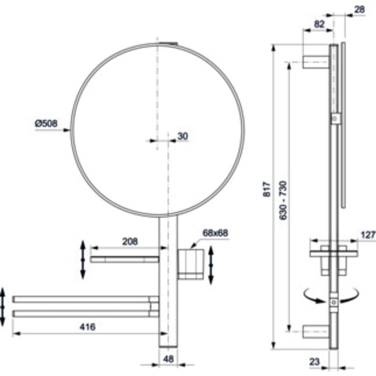 Ideal Standard Alu+ hylla med spegel, silver