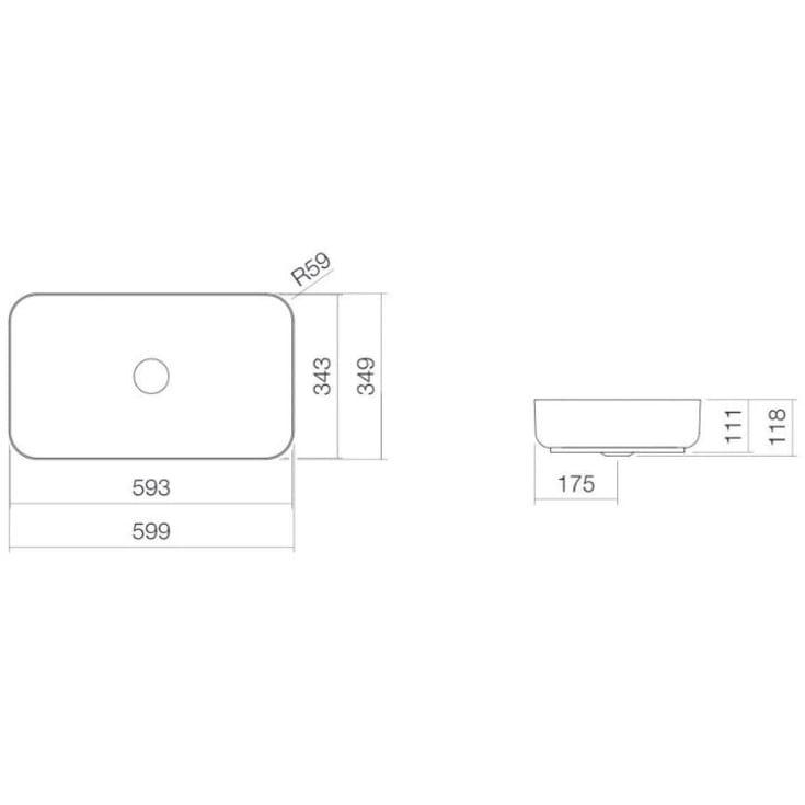 Alape SR650 håndvask, 59,9x34,9 cm, hvid