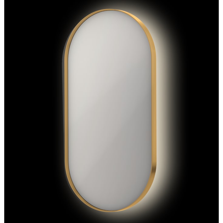 Sanibell Ink SP21 speil med lys, dimbar, duggfri, 40x80 cm, børstet matt gull