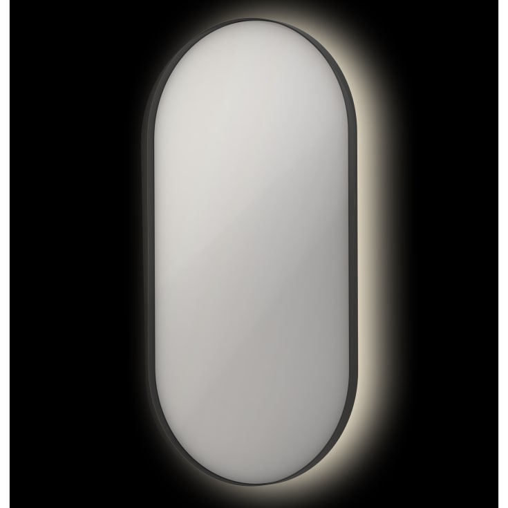 Sanibell Ink SP21 spejl med lys, dæmpbar, dugfri, sort, 50x100 cm