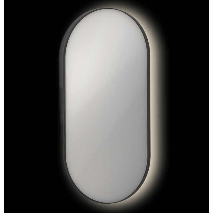 Sanibell Ink SP21 spejl med lys, dæmpbar, dugfri, sort, 60x120 cm