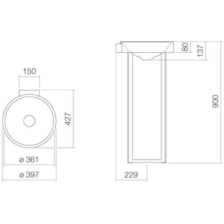 Alape Xcross RX400 håndvask, 39,7x42,7 cm, hvid