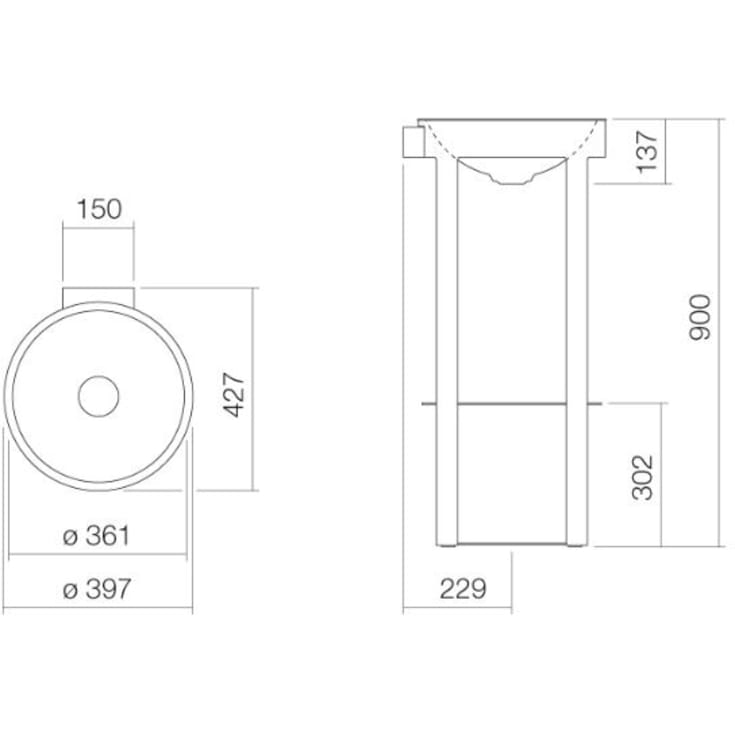 Alape Xcross RX400 håndvask, 39,7x42,7 cm, hvid