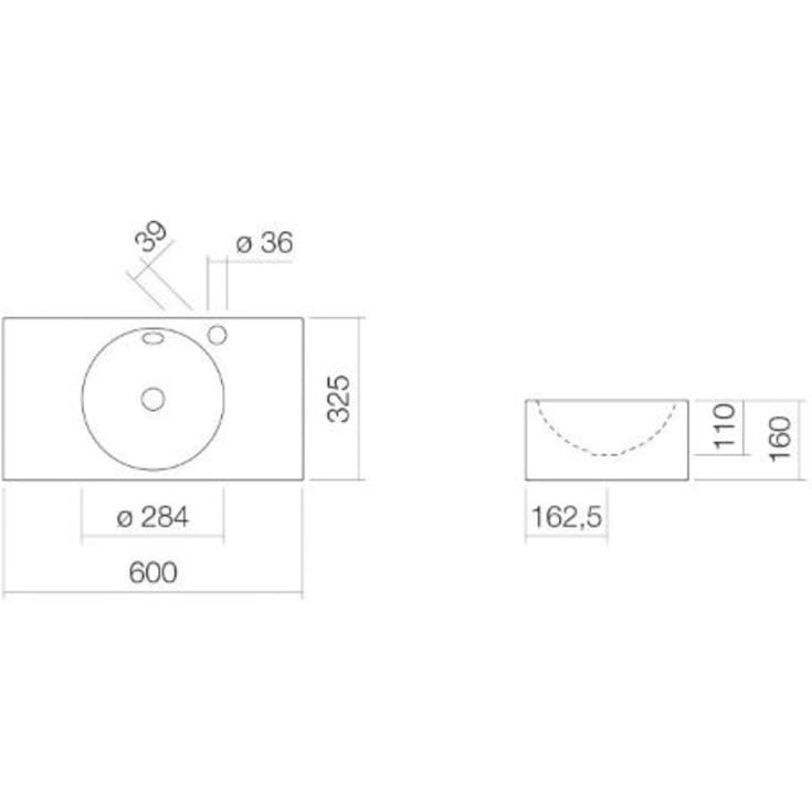 Alape IC600 håndvask, 60x32,5 cm, hvid