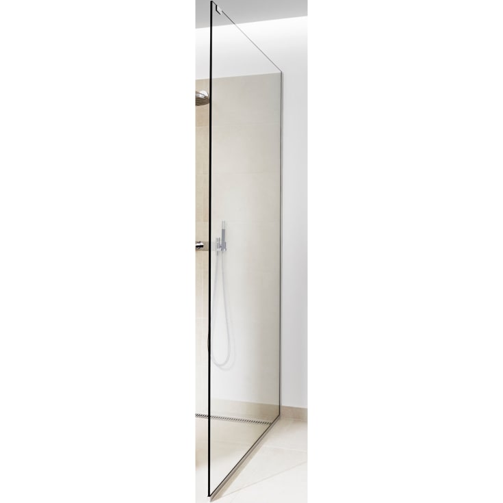 Unidrain Glassline brusevæg, 80 cm, klart glas