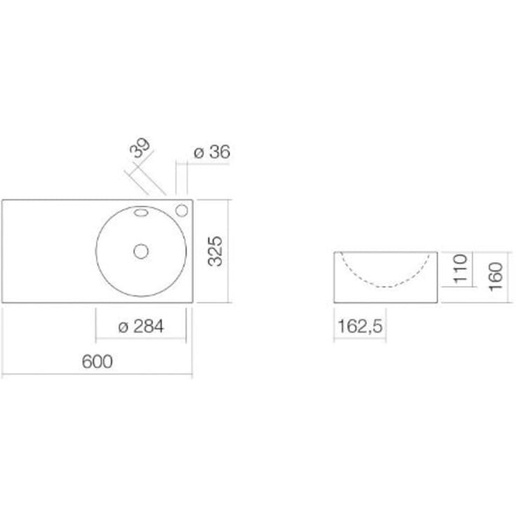 Alape IC600 håndvask, 60x32,5 cm, højre, hvid