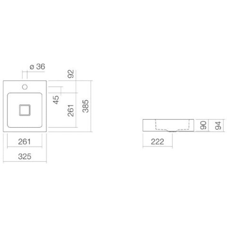 Alape QS325 håndvask, 32,5x38,5 cm, hvid