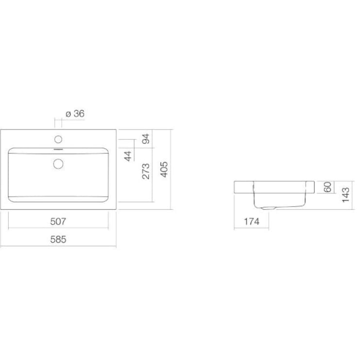 Laufen R-Serie tvättställ, 58,5x40,5 cm, vit