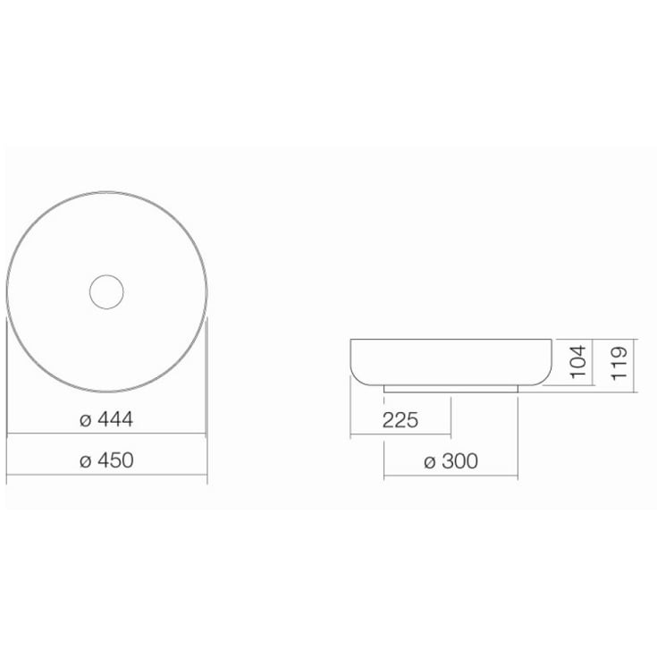 Alape Sondo håndvask, Ø45 cm, hvid