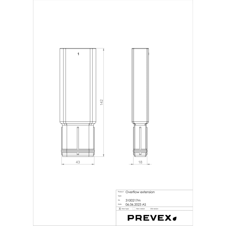 25 stk Prevex Smartloc forlængerrør til overløbsrør, 142 mm