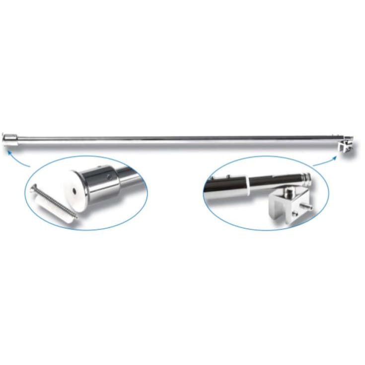 Van Der P badeforhængsstang, til glasvæg 200 cm, rustfrit stål