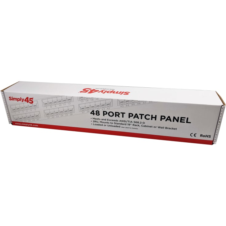 Simply45 Patchpanel Rack 48 Port Unloaded Uskærmet 2U
