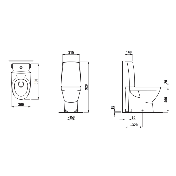 Laufen Kompas toilet, uden skyllekant, hvid