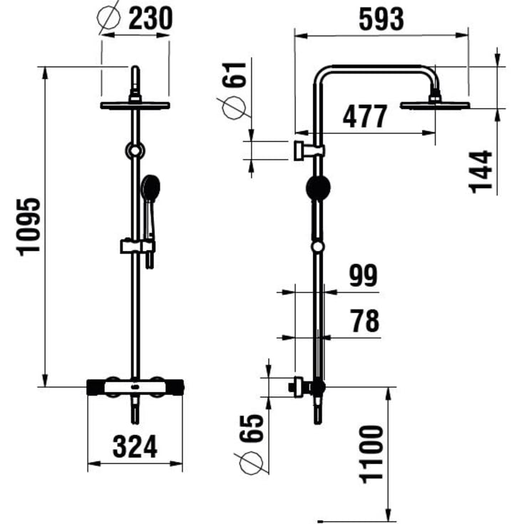 Laufen Therm duschset, vattenbesparande, krom