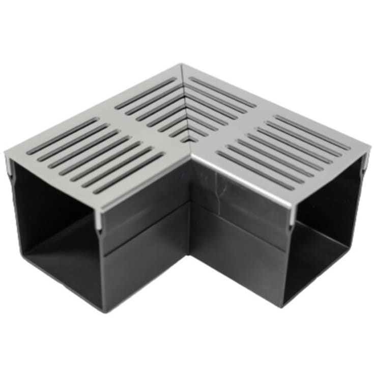 Star Drain 100 x 103 mm hörn med grått aluminiumgaller, A15