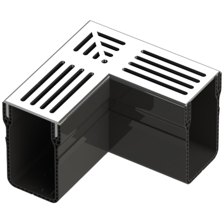 Star Drain 65 x 103 mm PVC-hjørne med grå aluminiumsrist