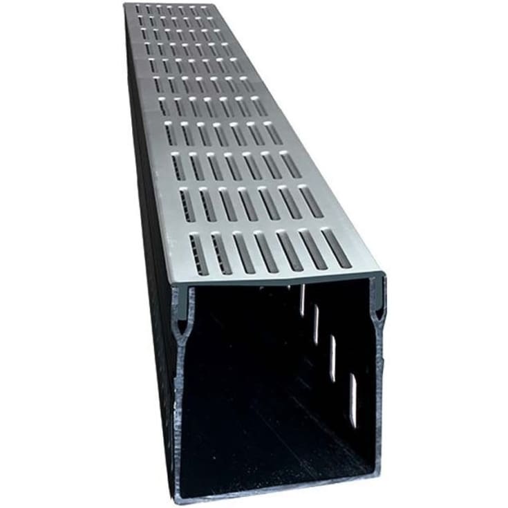 Star Drain 100 x 103 x 1000 mm 1-sidet dræn-rende m/grå alu-rist