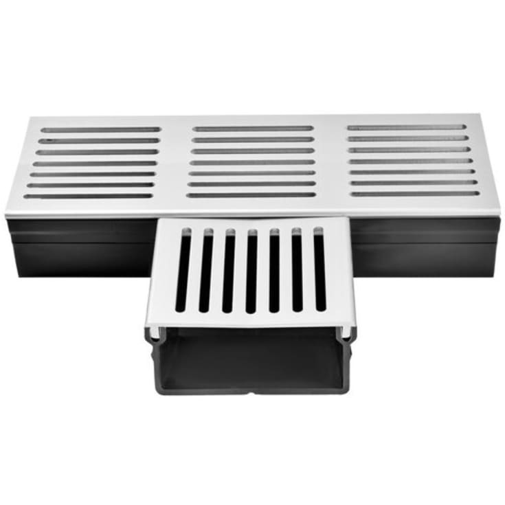 Star Drain 100 x 53 mm PVC-tee med grå aluminiumsrist