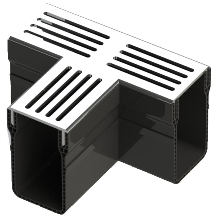 Star Drain 65 x 103 mm PVC-tee med grå aluminiumsrist