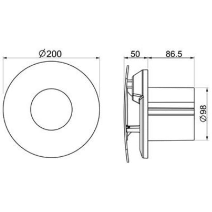 Nobø NHTR badventilator, fugtstyring, timer, Ø100 mm, hvid