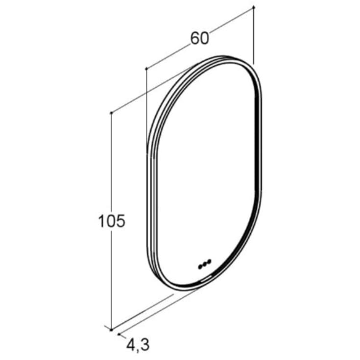 Dansani Moon spejl med lys, dæmpbar, 105x60 cm, sort