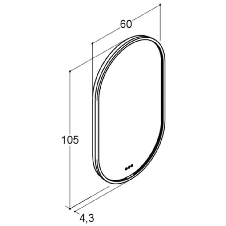 Dansani Moon spejl med lys, dæmpbar, 105x60 cm, messing