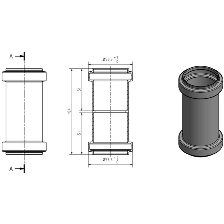 40 mm dobbelt muffe grå