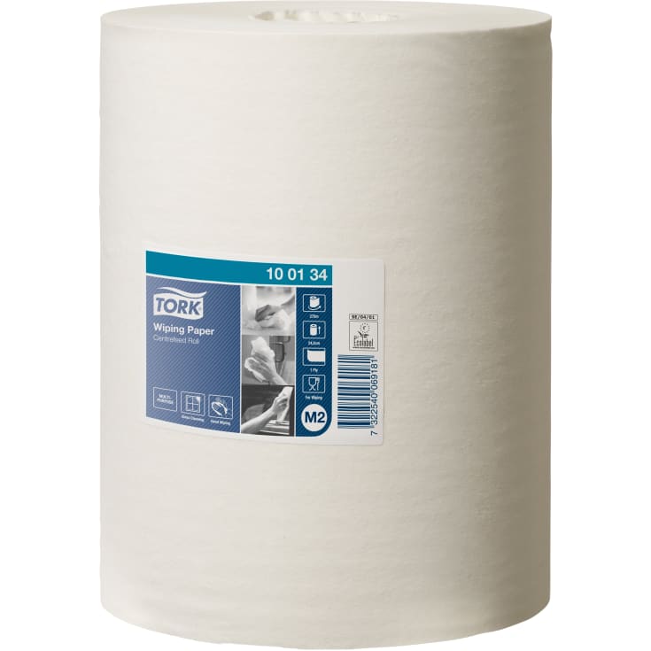 Tork håndklæderulle 100134 M2 m/centertræk, 1-lags, hvid, 275 m