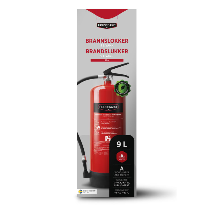 Housegard WE9HO-A brandslukker,9 liter, rød