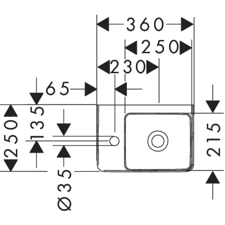 Hansgrohe Xelu Q håndvask, 36x25 cm, venstre, hvid